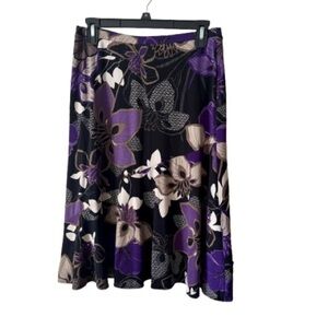 East 5th Purple and Black Floral A-Line Skirt